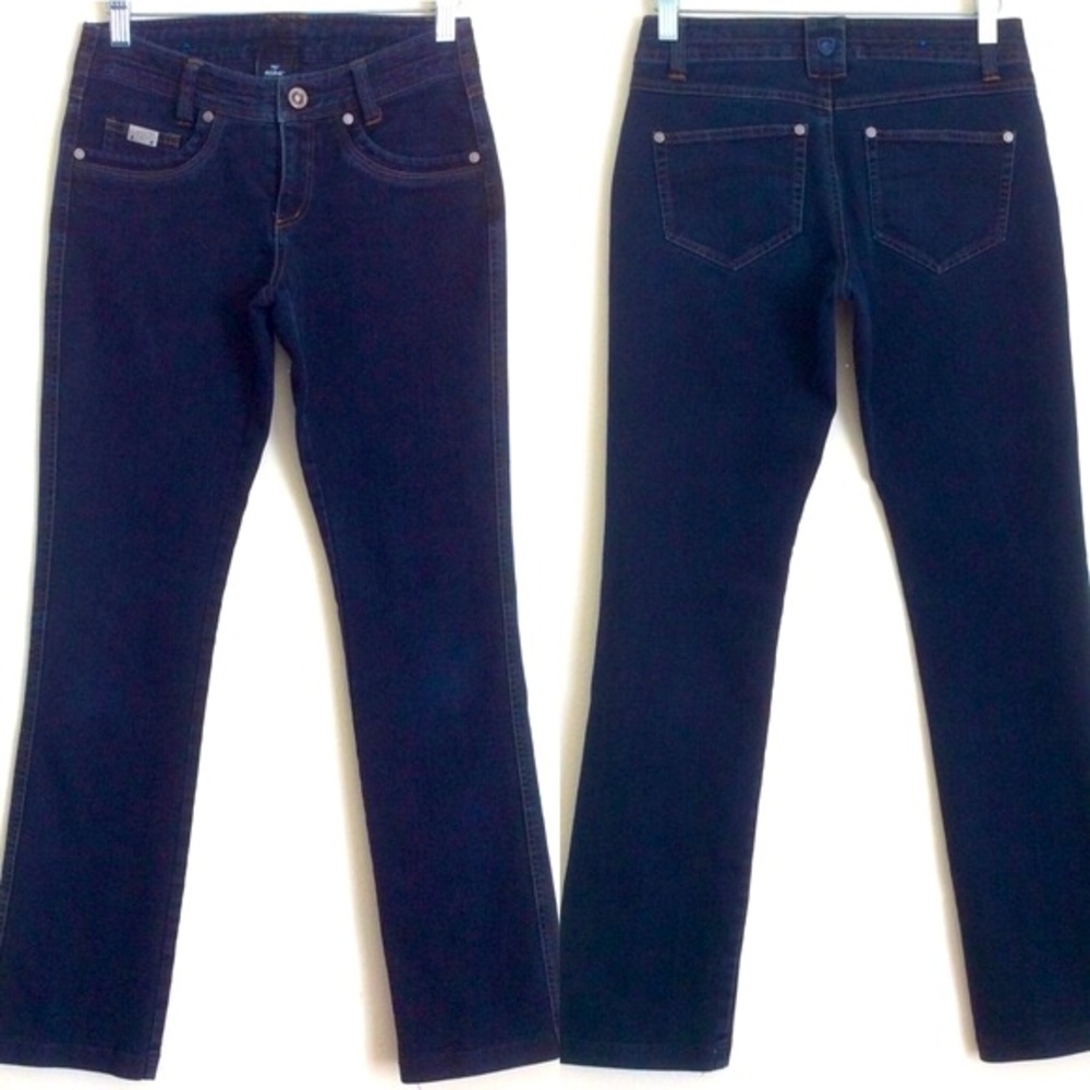 Kuhl Indigo Dye Denim Pants Sz 2 Shorts Hike Camp Outdoor